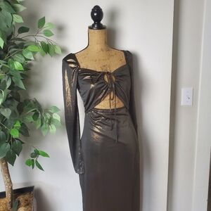 NSR Nordstrom Rack Metallic Cutout Bodycon Dress Medium